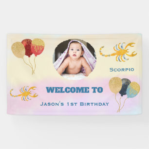 Skorpion Aquarell 1. Geburtstag, 1 Foto & Luftball Banner