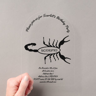 Skorpion Black Scorpion Sternzeichen Geburtstagsfe Acryleinladungen