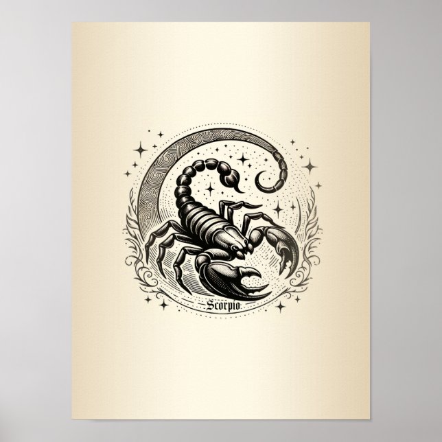 Skorpion Crescent Moon Astrologie Zodiac Scorpio Poster (Vorne)