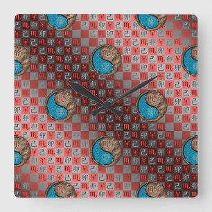 Skorpion & Erde-Hase Quadratische Wanduhr