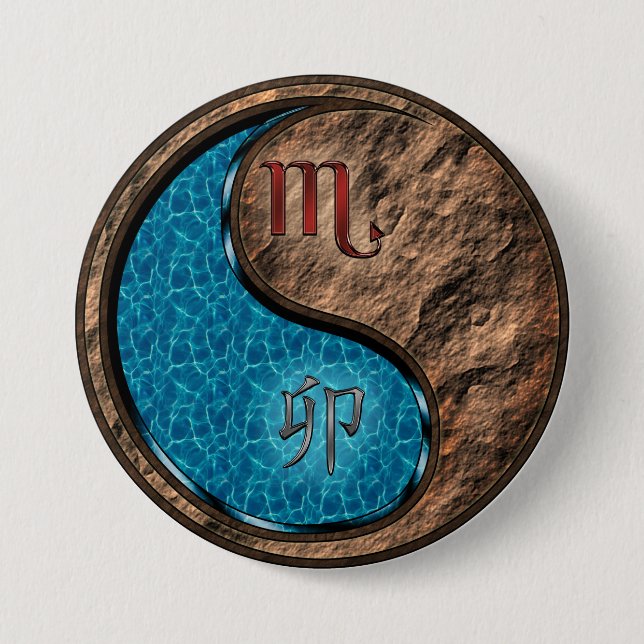 Skorpion & Erde Kaninchen Button (Vorderseite)