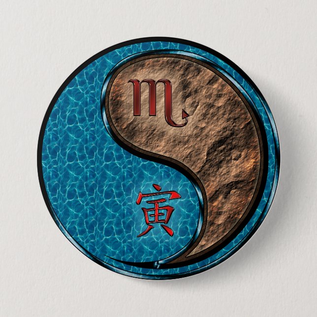 Skorpion & Erde Tiger Button (Vorderseite)