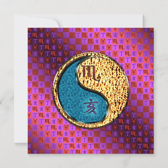 Skorpion & Feuer-Büffel Karte (Vorderseite)