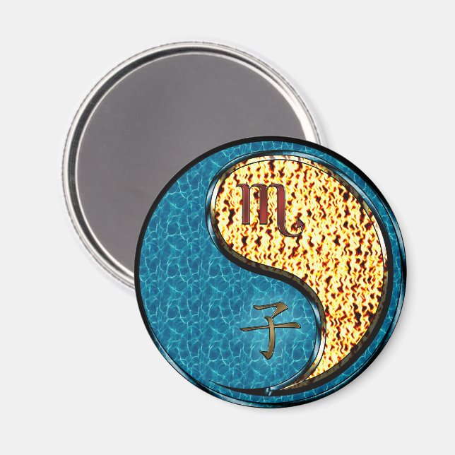 Skorpion & Feuer-Ratte Magnet (Vorderseite/Rückseite)