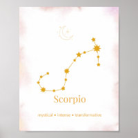 Skorpion Gold Zodiac-Wandkunst – Himmels-Konstella