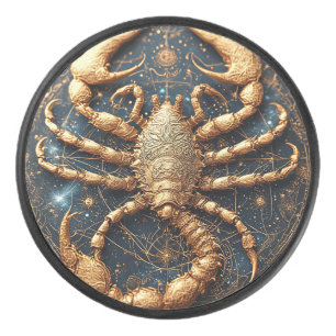 Skorpion Goldenes Mandala Hockey Puck Sternzeichen