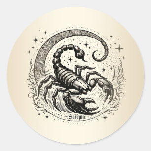 Skorpion Halbmond Astrologie Tierkreiszeichen Skor Runder Aufkleber