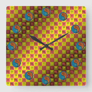 Skorpion & Holz-Affe Quadratische Wanduhr