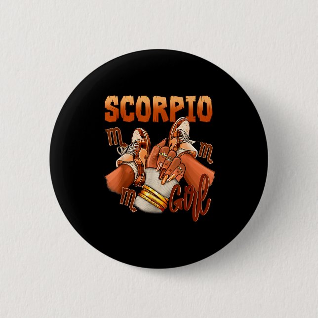 Skorpion Mädchen Geburtstag Melanin Schwarze Frau  Button (Vorderseite)
