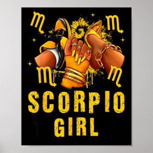 Skorpion Mädchen Geburtstag Schwarze Frau High Hee Poster