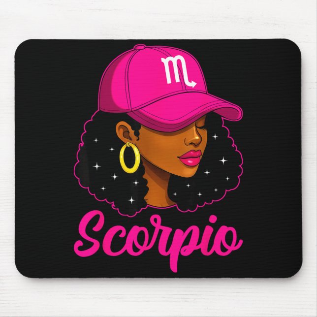 Skorpion Mädchen Rosa Mütze Sternzeichen Geburtsta Mousepad (Vorne)
