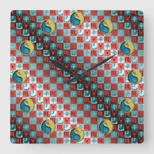 Skorpion & Metallschlange Quadratische Wanduhr