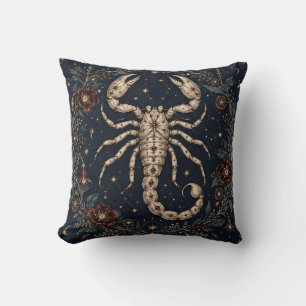 Skorpion-Mitternachts-Botanischer Stich Kissen