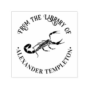 Skorpion-Silhouette Runde Bibliotheksbuchname Permastempel