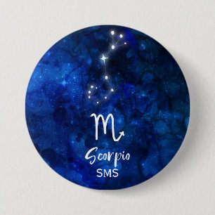 Skorpion-Sternbild Blaue Galaxie Monogramm Button