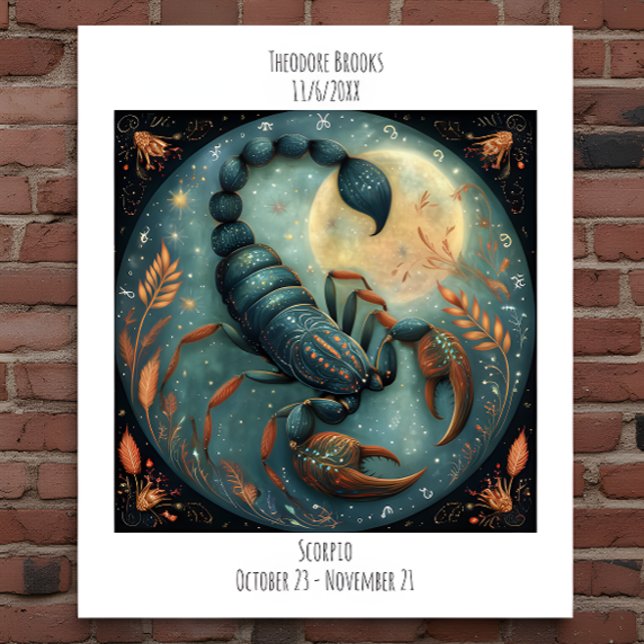 Skorpion Sternzeichen Astrologie Name & Geburtstag Poster (Von Creator hochgeladen)
