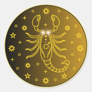 Skorpion-Sternzeichen-Emblem Minimales Himmelssy Runder Aufkleber