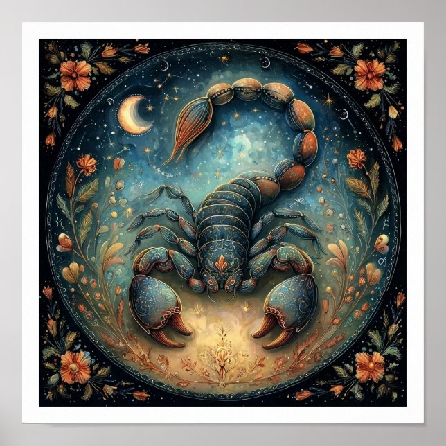 Skorpion Sternzeichen Geburtshild Astrologie Himme Poster (Vorne)