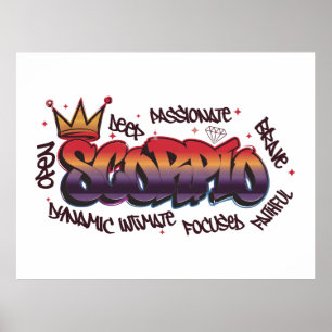 Skorpion-Sternzeichen-Graffiti Poster