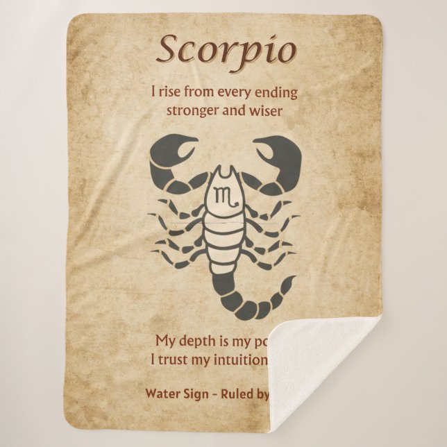 Skorpion-Sternzeichen mit Affirmationen  Sherpadecke (Vorderseite)