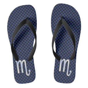 Skorpion-Sternzeichen-Symbol Navy Blau Carbonfaser Flip Flops