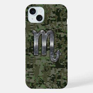 Skorpion-Sternzeichen Waldgrün Digital Camo iPhone 15 Plus Hülle