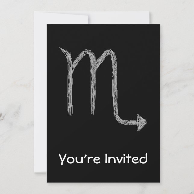 Skorpion. Tierkreis-Astrologie-Zeichen. Schwarzes Einladung (Vorderseite)