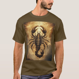 Skorpion über einem detaillierten goldenen astrale T-Shirt