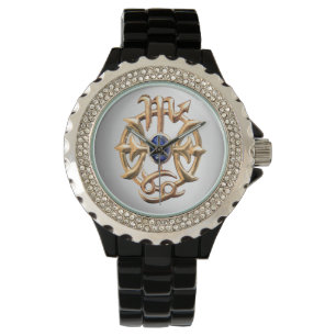 Skorpion und Fisch-Medaillon Armbanduhr