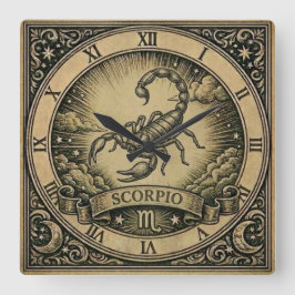 Skorpion Vintage-Tierkreis-Wanduhr Quadratische Wanduhr