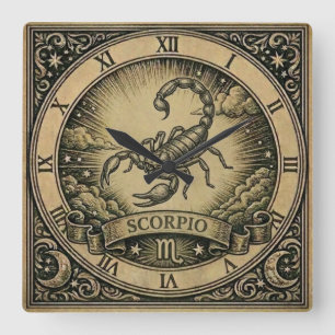 Skorpion Vintage-Tierkreis-Wanduhr Quadratische Wanduhr
