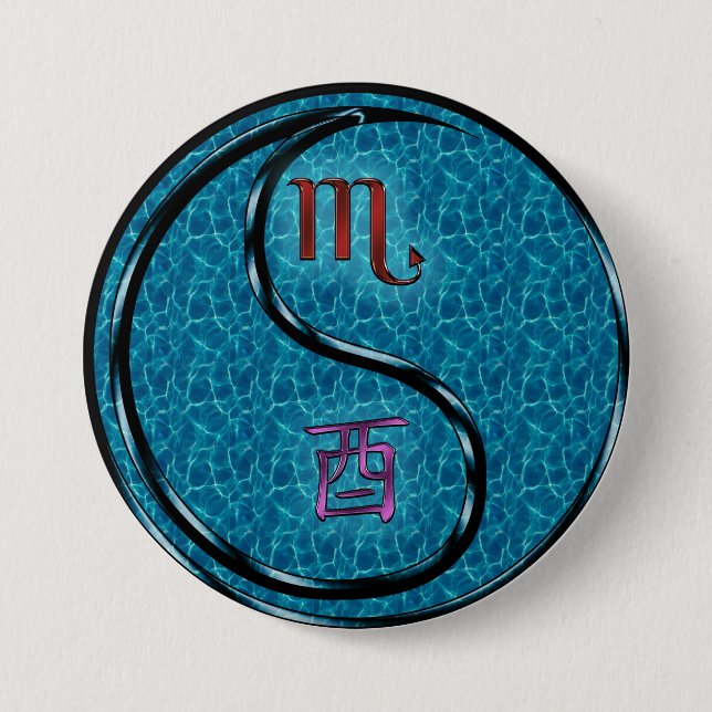 Skorpion & Wasser Hahn Button (Vorderseite)