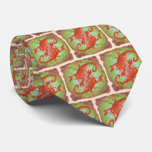 Skorpion Yin Yang  Krawatte (Gerollt)