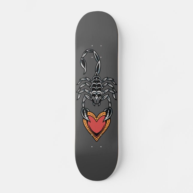 Skorpion Zodiac Sign Heart Liebe Dunkelgrau Elegan Skateboard (Vorderseite)