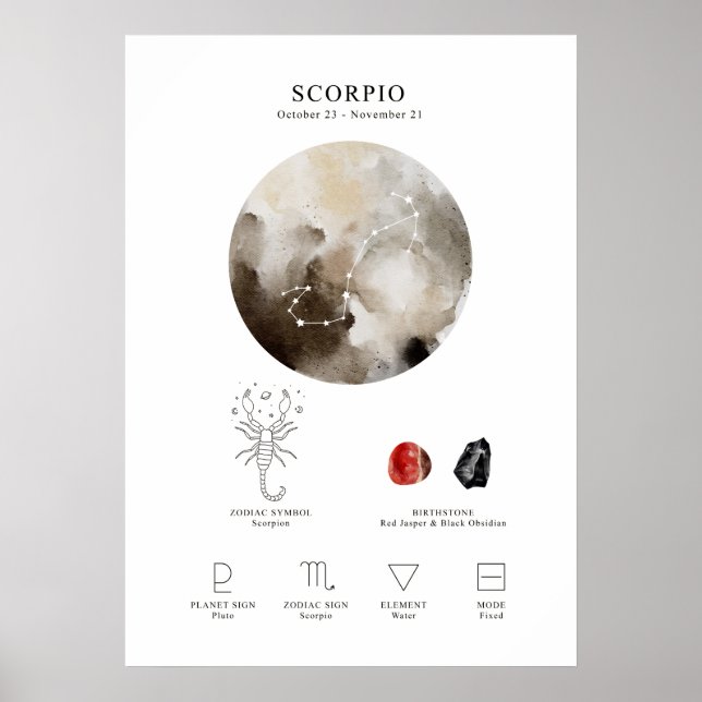 Skorpione Astrologisches Schildkröten Poster (Vorne)
