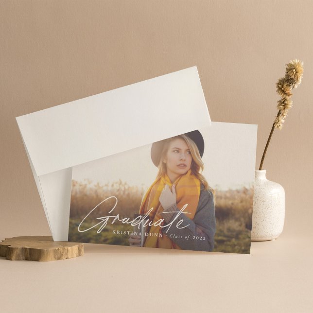 Skript-Abschluss 2-seitige Foto-Party Einladung (Von Creator hochgeladen)