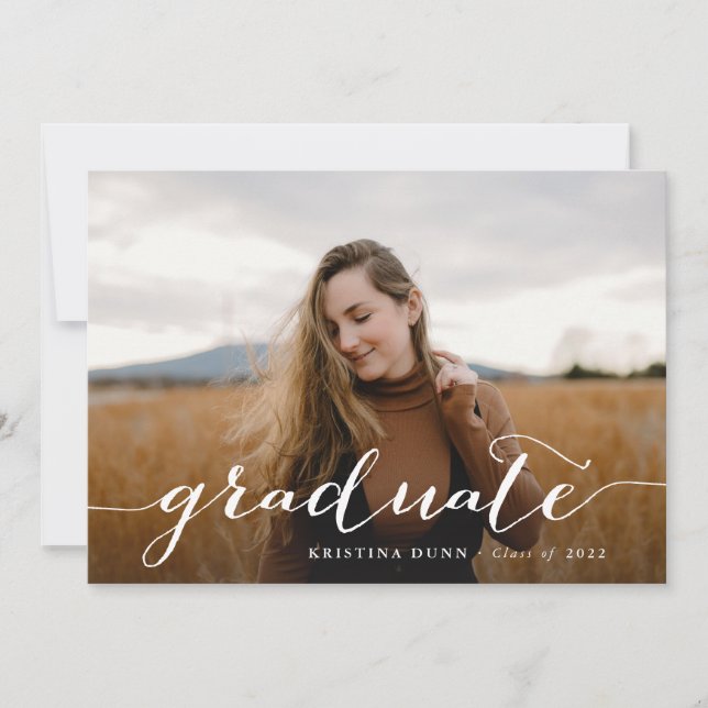 Skript-Abschluss-Party für Foto auf 2 Seiten Einladung (Vorderseite)