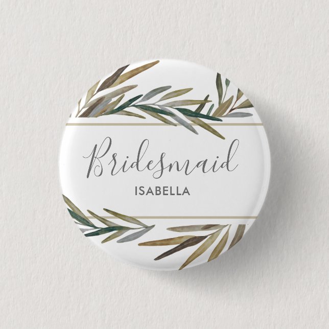 Skript-Aquarell-rustikale schicke Button (Vorderseite)