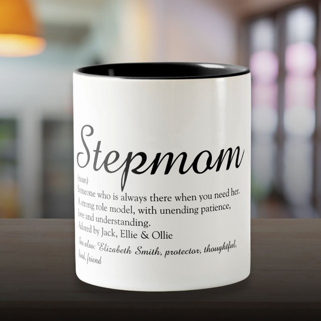 Skript Beste je Stepmutter, Stepmutter Definition Zweifarbige Tasse (Script Best Ever Stepmom, Stepmother Definition Two-Tone Coffee Mug)
