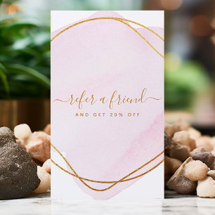 Skript Blush Pink Wasserfarbe Gold Kreis Geschäft Empfehlungskarte