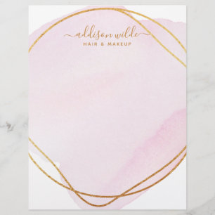 Skript Blush Rosa Wasserfarbe Gold Kreis Geschäft Briefbogen