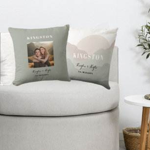 Skript Boho Aquarell Berg Erinnerungskissen Kissen