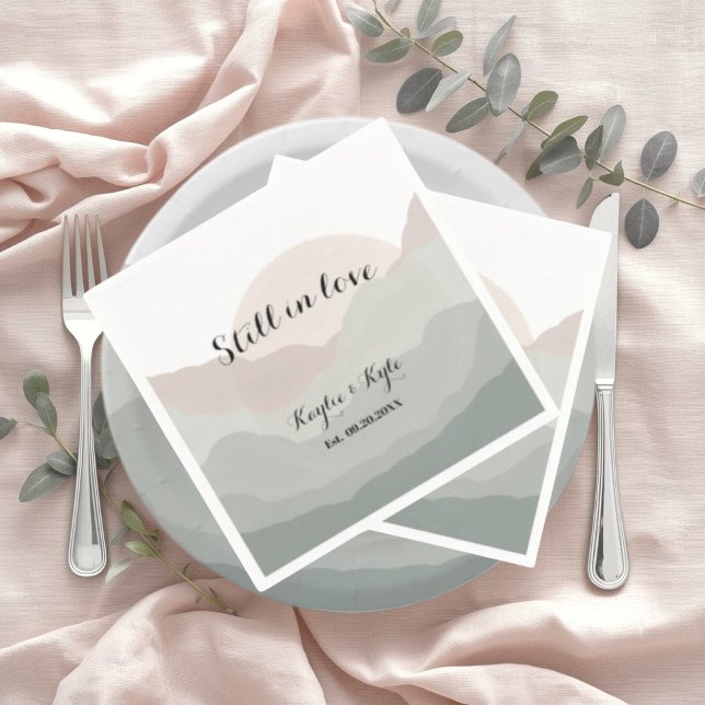 Skript Boho Aquarell Berg Jubiläum Serviette (Von Creator hochgeladen)