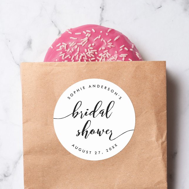 Skript-Brautparty für Schwarz und Weiß Runder Aufkleber (Von Creator hochgeladen)