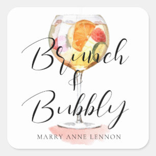 Skript Bridal Brunch Bevorzugung Tag Labels Quadratischer Aufkleber
