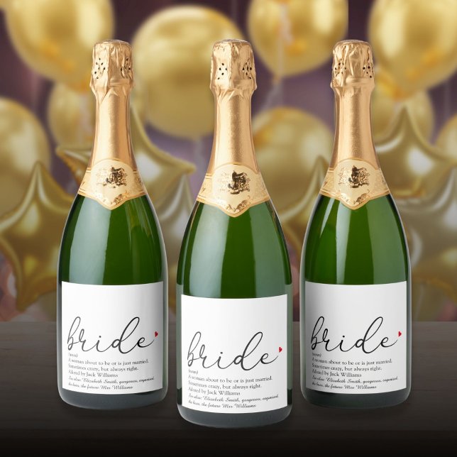 Skript-Bride-Definition-Brautparty Hochfahren (Script Bride Definition Bridal Shower Wedding Sparkling Wine Label)