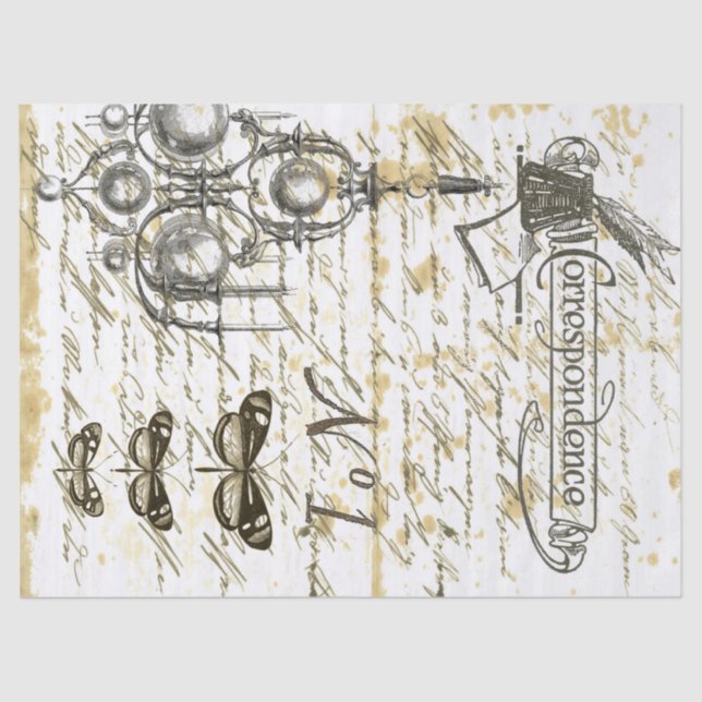 Skript-Digital-Collage Decoupage Seidenpapier (Vorderseite)