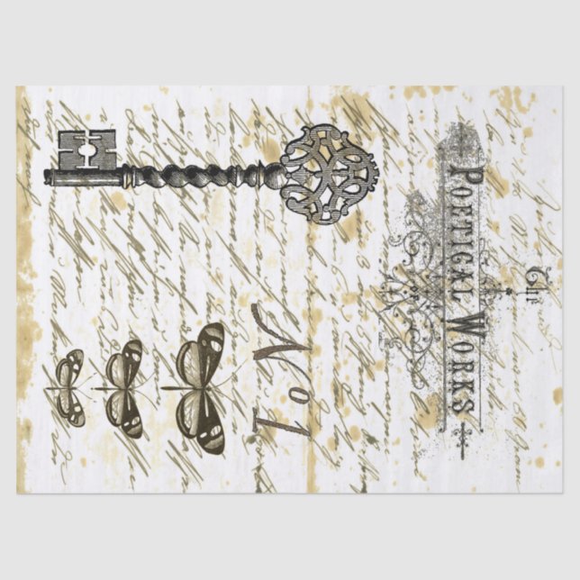 Skript-Digital-Collage Decoupage Seidenpapier (Vorderseite)