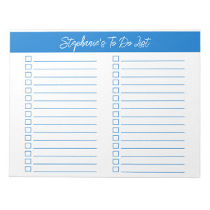 Skript Elegant Blau 8,5x11 Zweispaltige Checkliste Notizblock