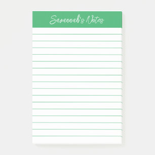 Skript Elegant Grün Liniiert Personalisiert Post-it Klebezettel